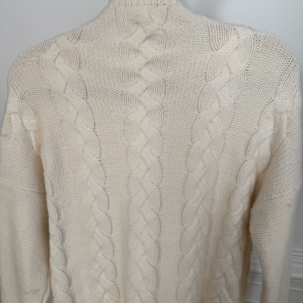 Madewell Cozy Ivory Cream Cable Knit Mockneck Sweater Size Small - Picture 7 of 9